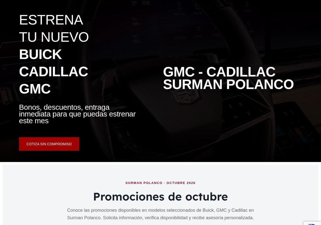 Landing page Buick, GMC y Cadillac