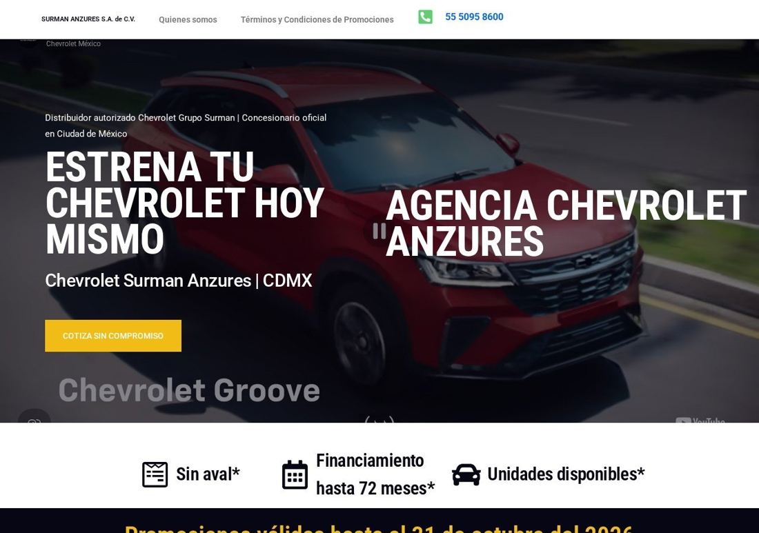 Captura de landing page de campaña Chevrolet