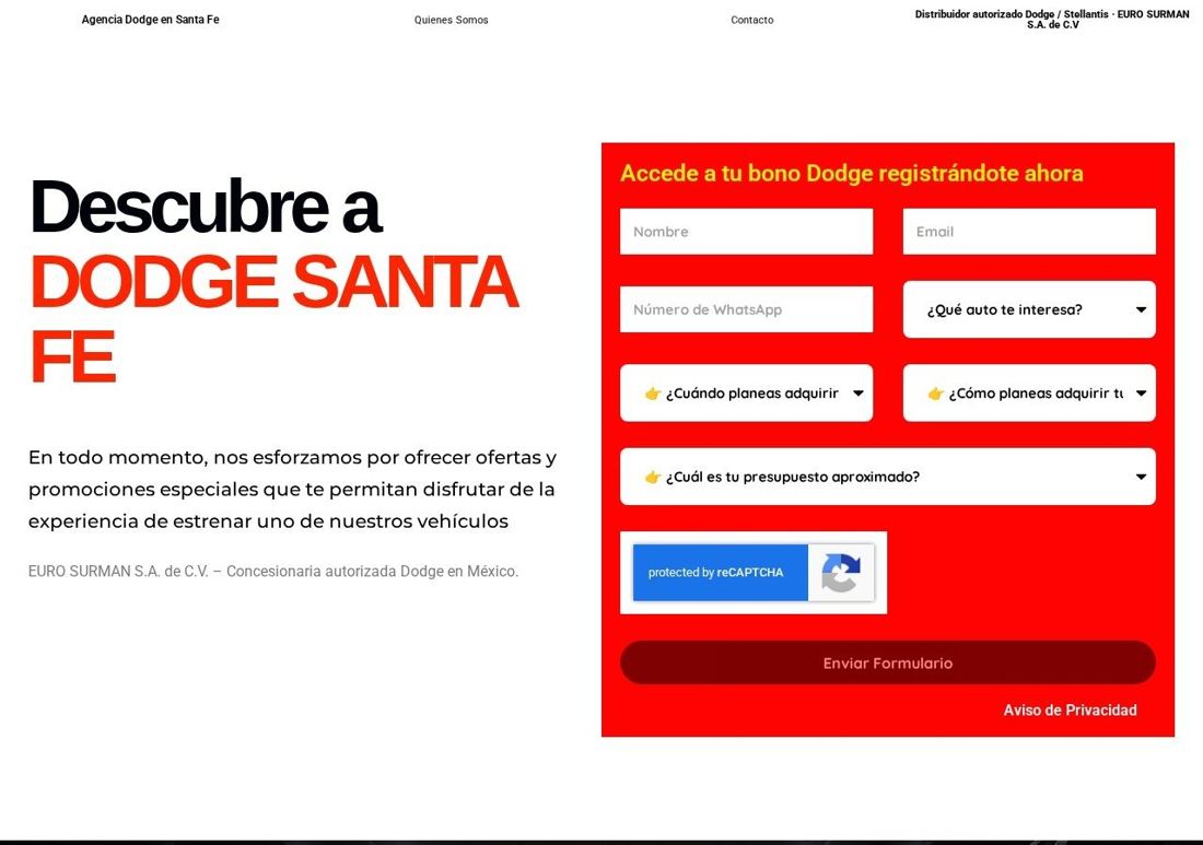 Landing page de campaña Dodge