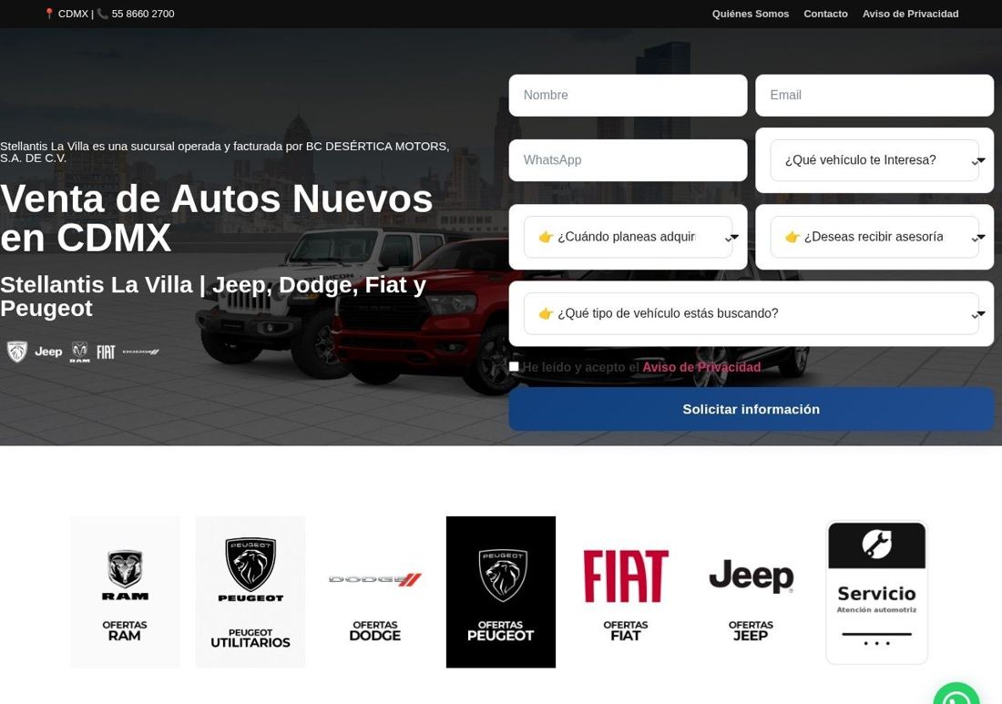 Landing page de campaña de La Villa